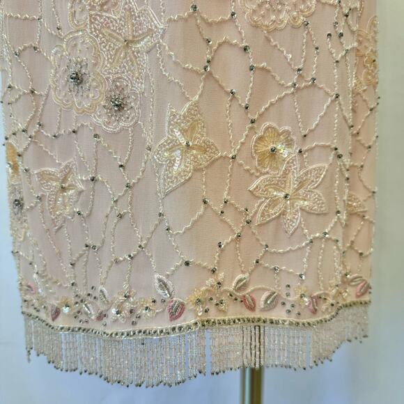 Escada Silk Fully Beaded Light Pink Slip Dress Size 38 / US 8 - Picture 5 of 12